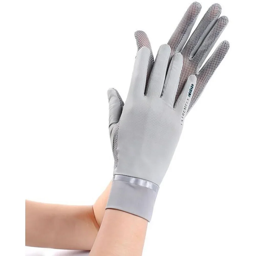 Women's Protection Outdoor Driving Fingerless Gray Gloves Silicone Print